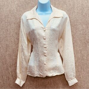 VINTAGE Jennifer L Pure Silk Jacquard Women's Shirt, S
